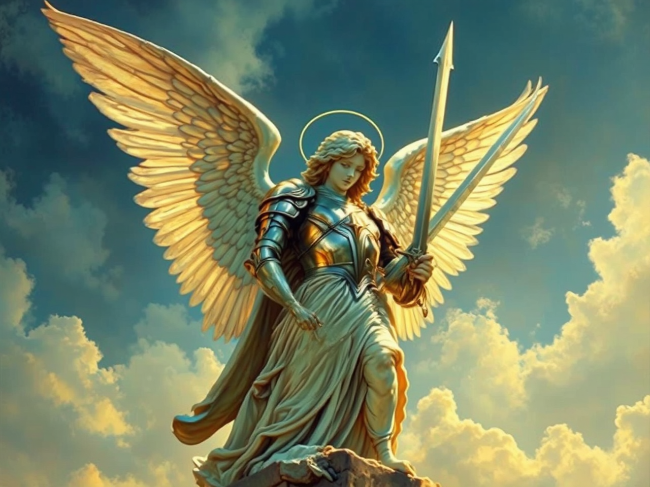 Angel in medieval armor
