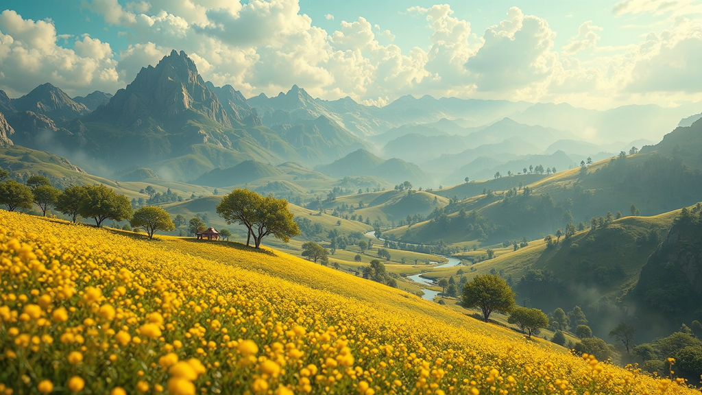 Dreamy beautiful fantastical yellow